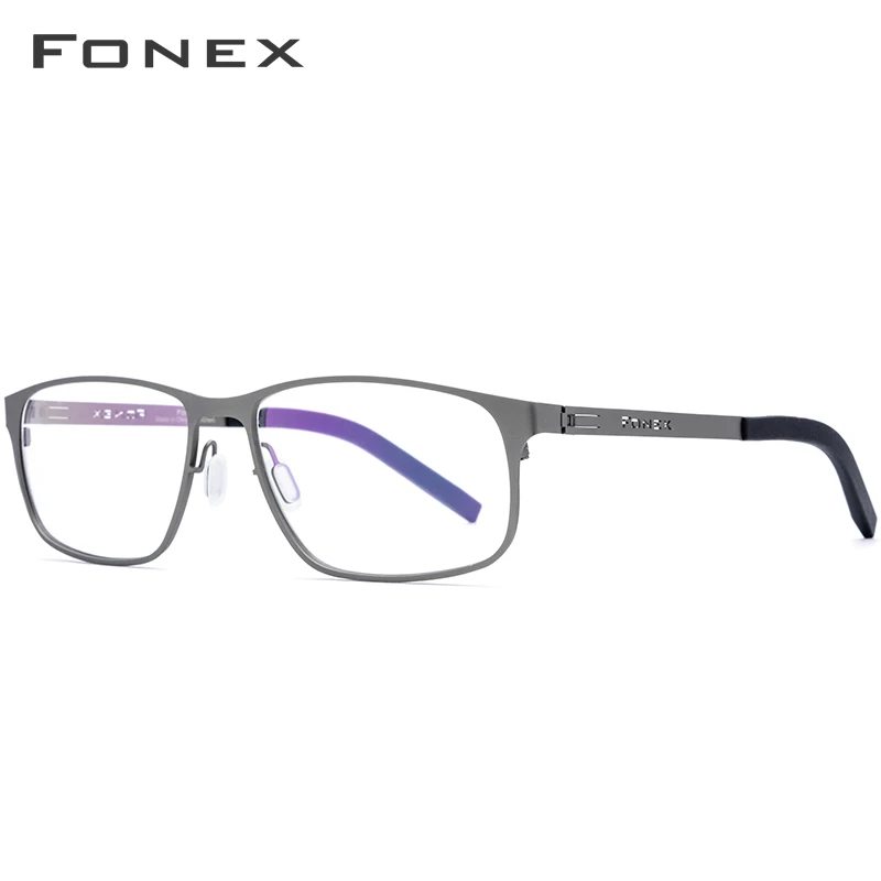 Оптические очки по рецепту из FONEX сплава, сверхлегкие квадратные очки для близорукости, оправа для мужчин, новинка, очки без винтов с полным ободом, 983 - Цвет оправы: Серый