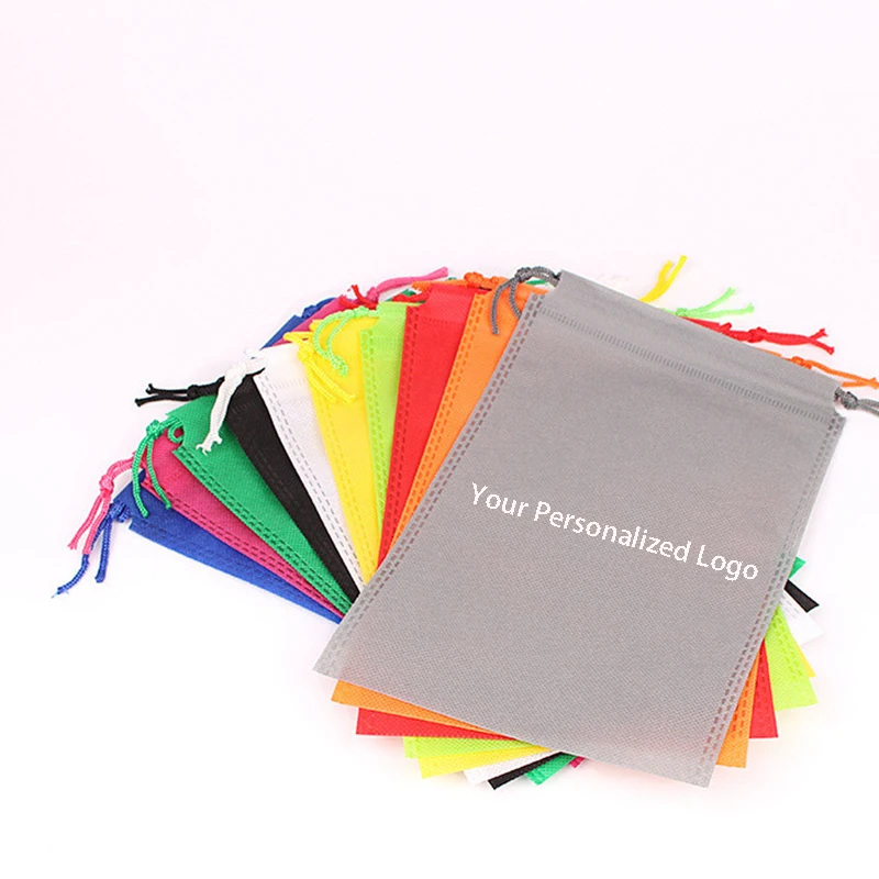 

Custom Logo Gift Bag Packaging Reusable Non Woven Fabric Drawstring Bag Makeup Travel Pouch Birthday Event Party Favor Halloween