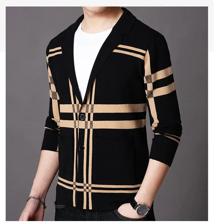 mens oversized cardigan Men's high-end knitted cardigan jacket spring and autumn fashion thin men's casual all-match jacket mens sweaters on sale
