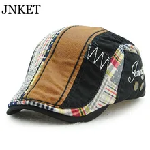 JNKET Лоскутная Ткань Мужская и Женская Берет Шляпа плоская кепка Чистый хлопок остроконечная Кепка Панама Кепка Регулируемая Кепка