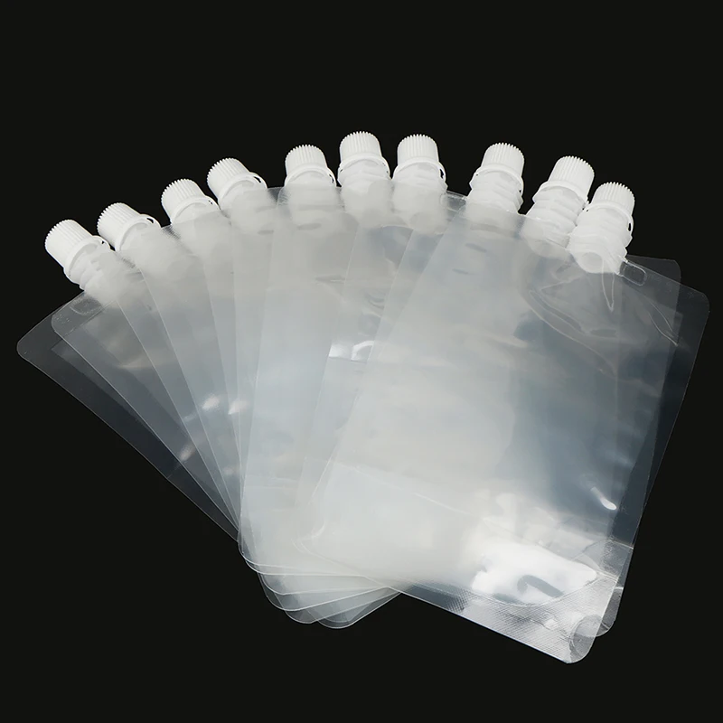 

10pcs 200ml Plastic Clear Drinks Beverage Juice Bag Transparent Flask Suction Fresh Liquid Packaging Pocket