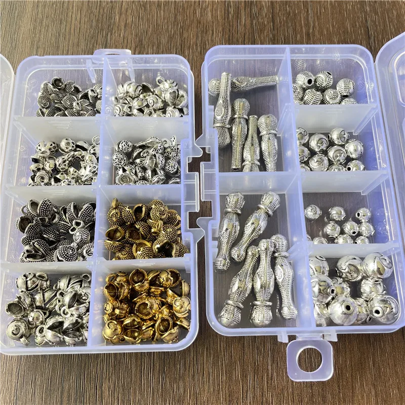 Lot De 5 Perles Bijoux – Métal Doré Ancien – Pour Collier Ou Bracelet – Occasion France