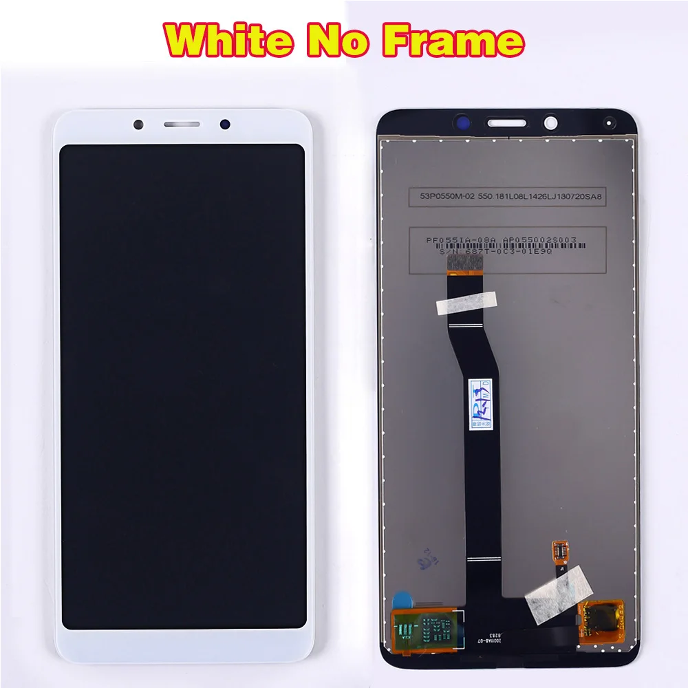 Vancca LCD Display For Xiaomi Redmi 6A / Redmi 6 touch screen Digitizer Assembly Frame with Free Tempered Glass and Tools - Цвет: White without Frame