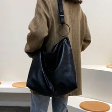 Большая вместительная брендовая Повседневная Сумка-тоут с верхней ручкой, сумки через плечо, черная сумка-хобо, женская большая сумка из искусственной кожи, Женская Большая Сумка-тоут для покупок