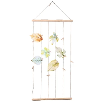 

Hemp Rope Wooden Photo Display, Hand-Made Hanging Ornament Photo Decoration with LED,Beautiful Family,40cm