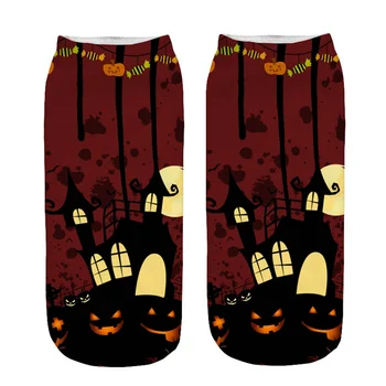 

Halloween Pumpkin Novelty Sock 3D Print Funny Ankle Unisex Short Boys Girls Fashion Cool Tide Polyester Dark Kid Socks