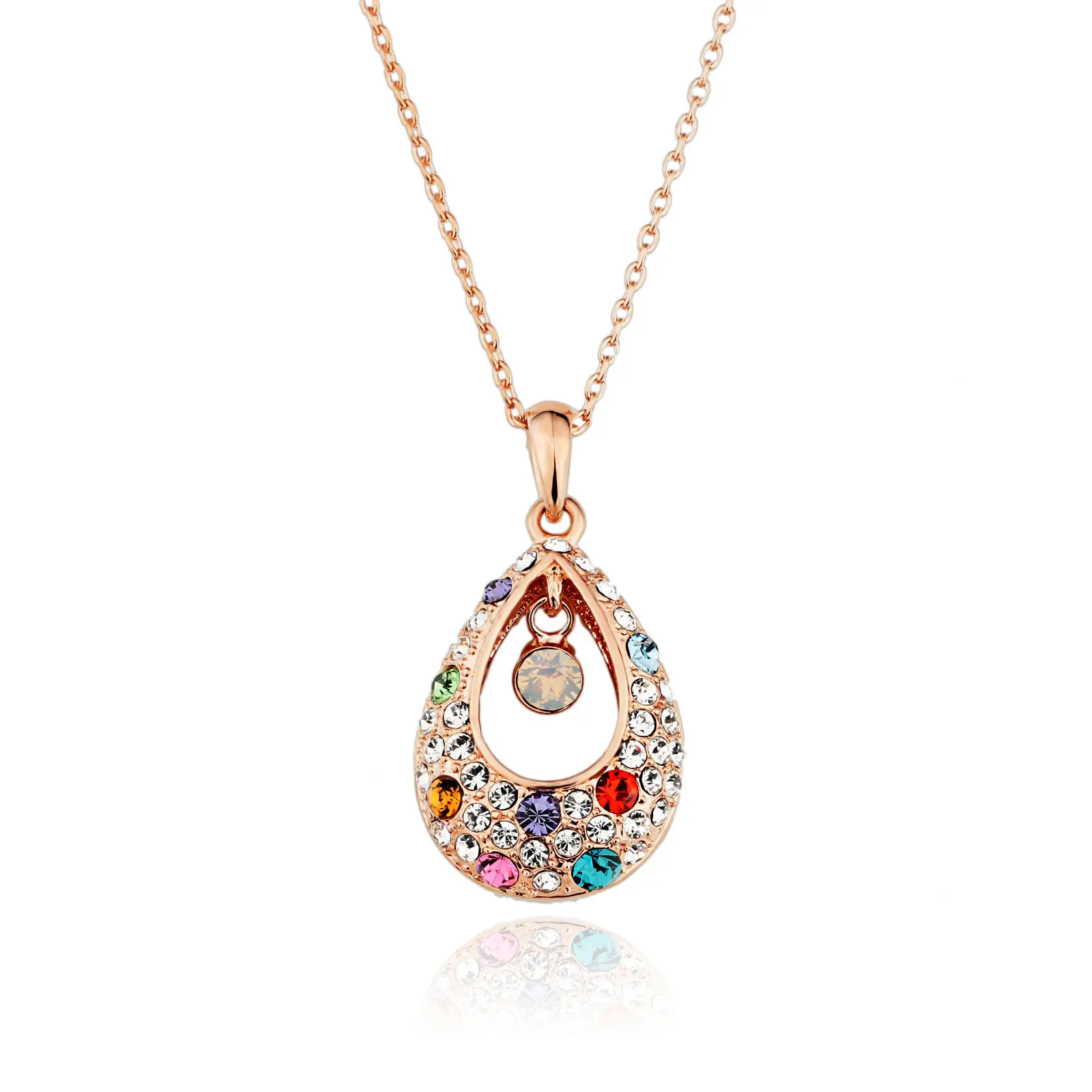 

Fashion Rose Gold 925 Sterling Silver Necklace for Women Wedding Statement Pendant Necklace Choker Color Zircon Diamond Jewelry