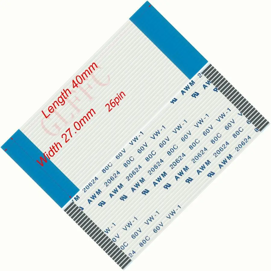 

26pin 1,0 шаг 40 мм-3500 мм A-Тип Гибкий плоский кабель FFC awm 20624 ROHS для TTL LCD DVD Компьютера