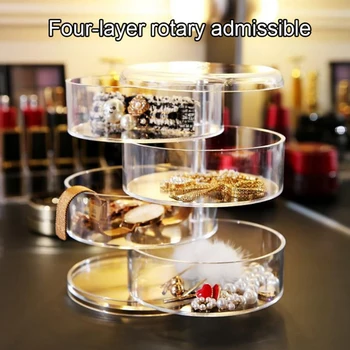 

Clear Cosmetic Makeup Organiser Storage Box Shelf 360 Degree Rotating Displayer