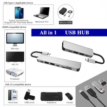 Usb-хаб с HDMI USB3.0 адаптер для SD TF Card Reader концентратор type-C pltter для ноутбука Ma cbook Pro Аксессуары мульти-концентратор