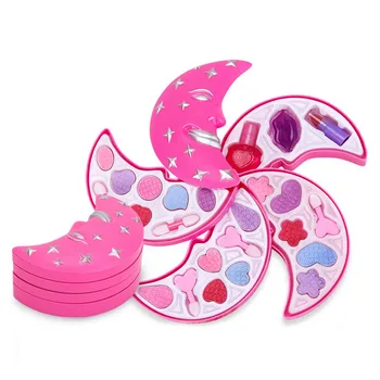 

Kids Girls 4-layer Princess Moon Style Safety Nontoxic Washable Cosmetic Box Eyeshadow Lipstick Blush Makeup Set Beauty Tool Toy