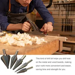 Forets de remplacement en acier rapide, 5 pièces/ensemble, mèches de perçage de trous avec boîtier en aluminium pour le travail du métal et du bois 