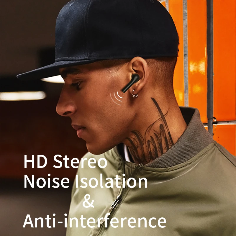 T5 беспроводные Bluetooth наушники V5.0 сенсорное управление стерео HD говорящий с батареей 380 мАч