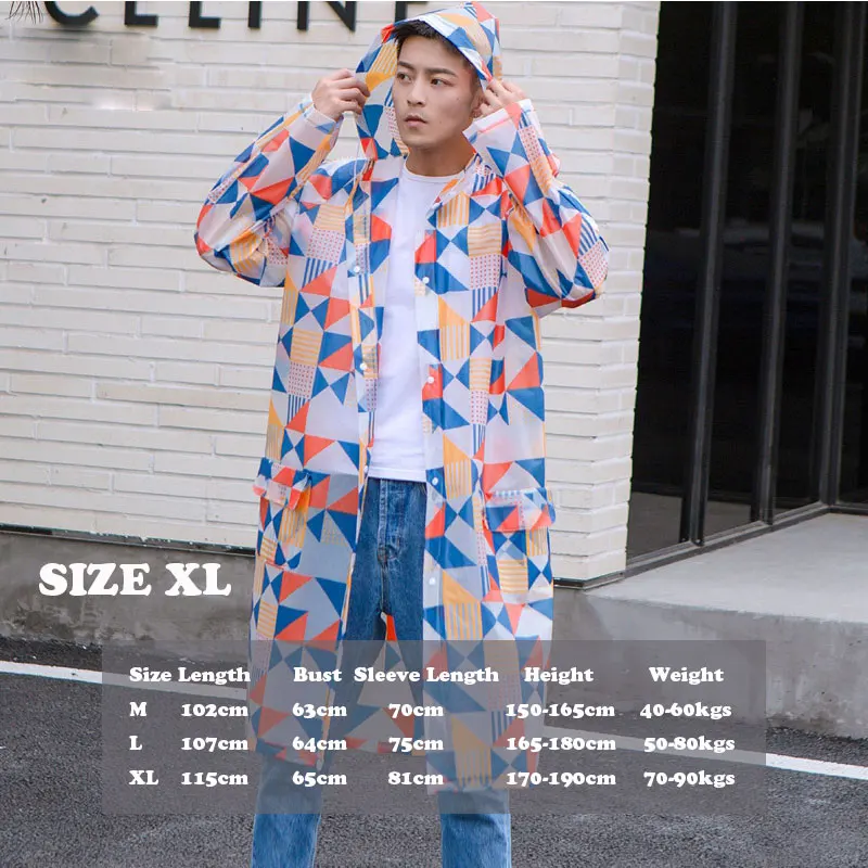 XL Height 170-190CM Yuding длинный дождевик для женщин и мужчин, водонепроницаемый дождевик, для улицы, пешего туризма, полупрозрачный дождевик для женщин, капюшон на шнурке - Цвет: XL Height 170-190CM