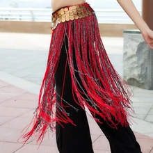 Костюм для танца живота в стиле племени, красный пояс с кисточкой, пояс для танца живота, восточные костюмы, индийские аксессуары и украшения, карнавал