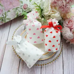12*17 см 50 шт маленький красный розовый сердце сумка с лентой печенье Перекус подарочная упаковка Вечеринка День рождения украшение для