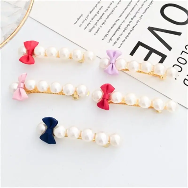

2019 Hot Hair Clip One Word Clip White Pearl Female Adult Sweet Cute Headwear Hair Clip for Women Charm Jewelry Gift Wholesale