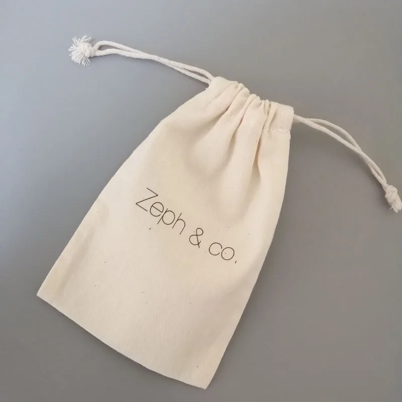 Custom Cotton  Pouch Gift Bags With Logo Printed Low Minimum