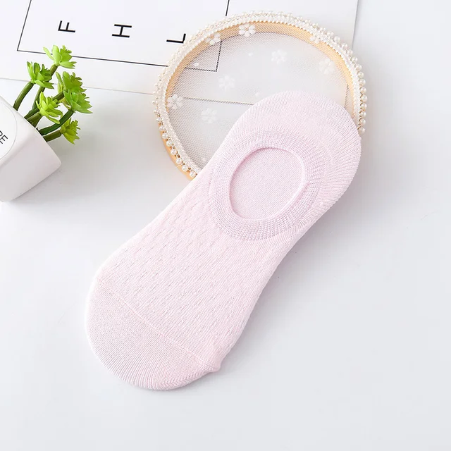 5 Pairs Of Ladies Silicone Non-slip Breathable Invisible Pure Cotton Solid Color Ankle Boots Socks Women Soft Slippers Socks 5Pairs