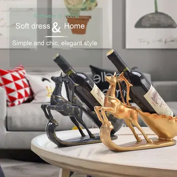 

Newly Deer Ornaments Wine Rack Crafts Decoration Gift for Home Living Room Cabinet