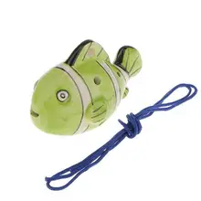 Инструмент в форме рыбы 6 отверстий окарина керамический музыкальный ремешок светло-зеленый