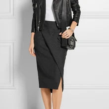 Весенне-летняя брендовая Новая Модная стильная Женская Асимметричная офисная юбка в полоску Женская одежда