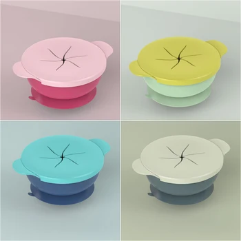 

Anti-drip suction cup design baby bowl food grade silicone complementary food bowl snack bowl silicone straw drinking soup bowl