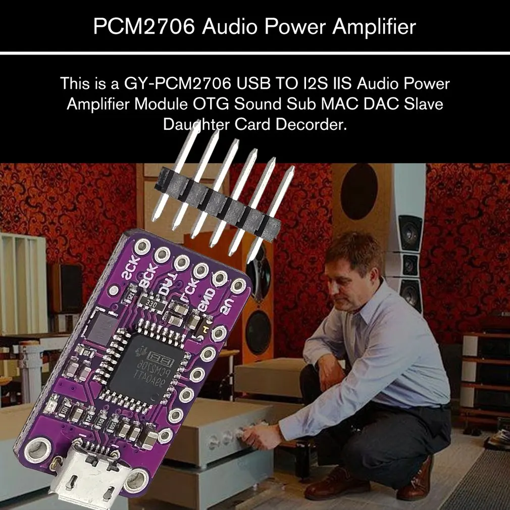 GY-PCM2706 USB к IPS IIS модуль усилителя мощности звука OTG звуковая Sub для MAC DAC Slave дочь карты Decorder