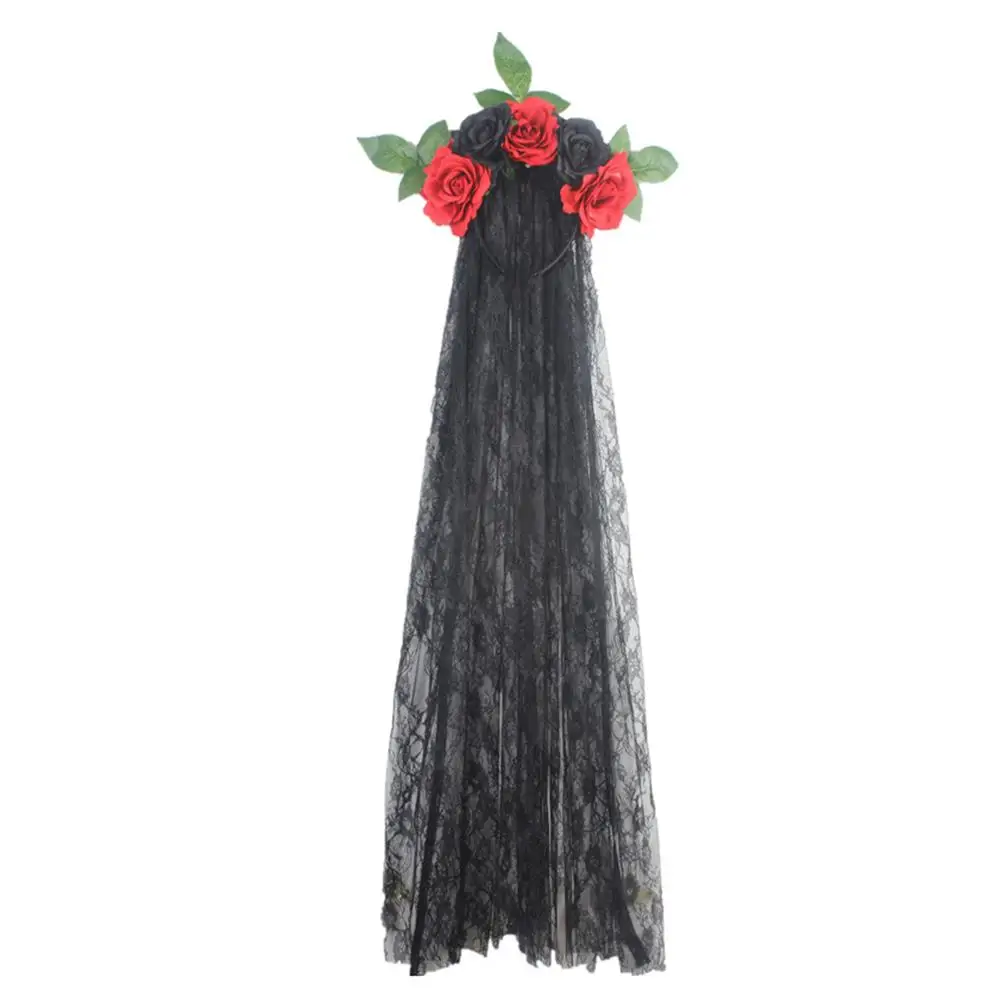 Headband Rose Floral Crown Veil Halloween Costume Party For Cosplay Hair Accessories | Дом и сад