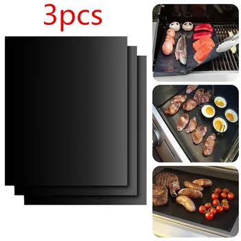 

3pcs Non-stick BBQ Grill Barbacoa Mat Baking Mat Cooking Grilling Sheet Heat Resistance Easily Cleaned Kitchen Tools