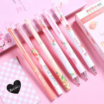 

Quick-drying Peach Gel Pen Korean Stationery Cool Pens Novelty Kawaii Cute Pens 0.5mm Black Writing Gel Pen Office Accessories