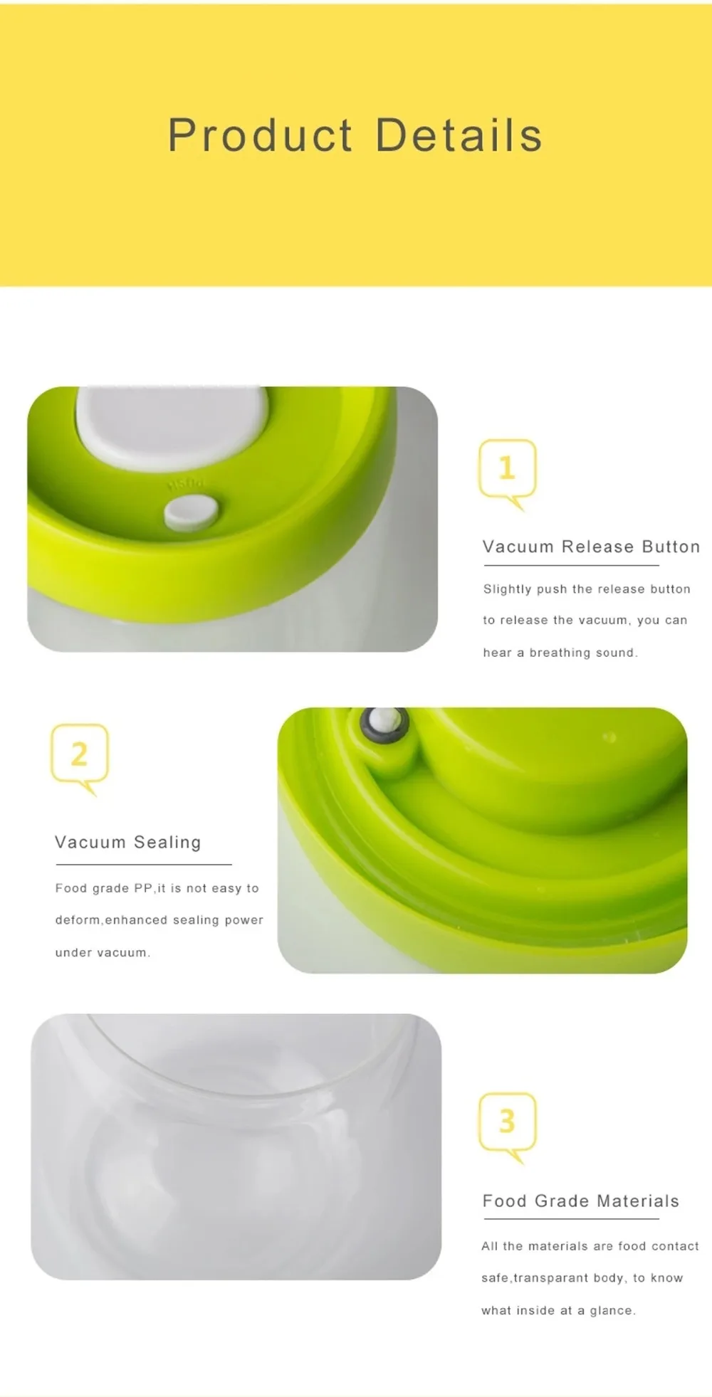 Vacuum Food Container One-button Inner Pump Airtight Plastic Storage Jars Coffee Container Set  Lunch Box Kitchen Accessories