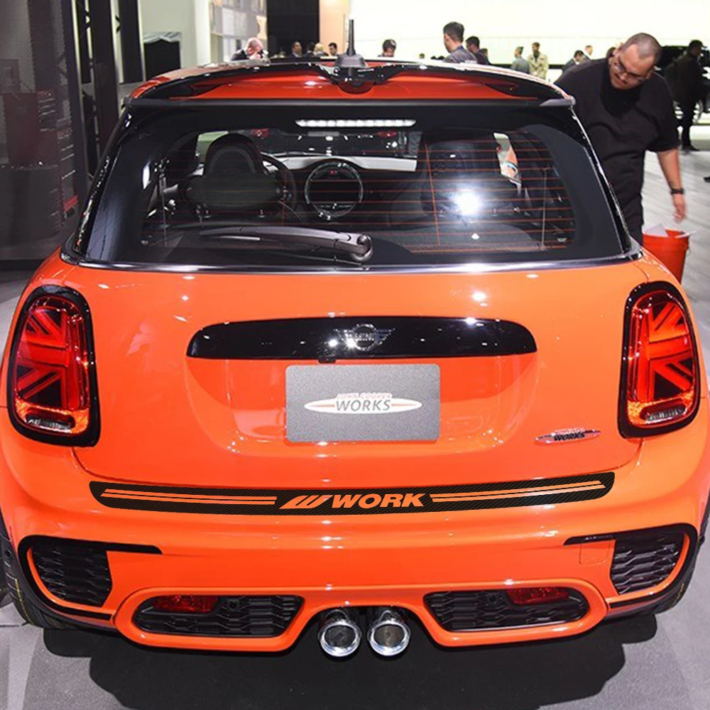 Carbon Fiber Car rear bumper Trunk load edge Protector Guard Trim Stickers For MINI Cooper S JCW R5