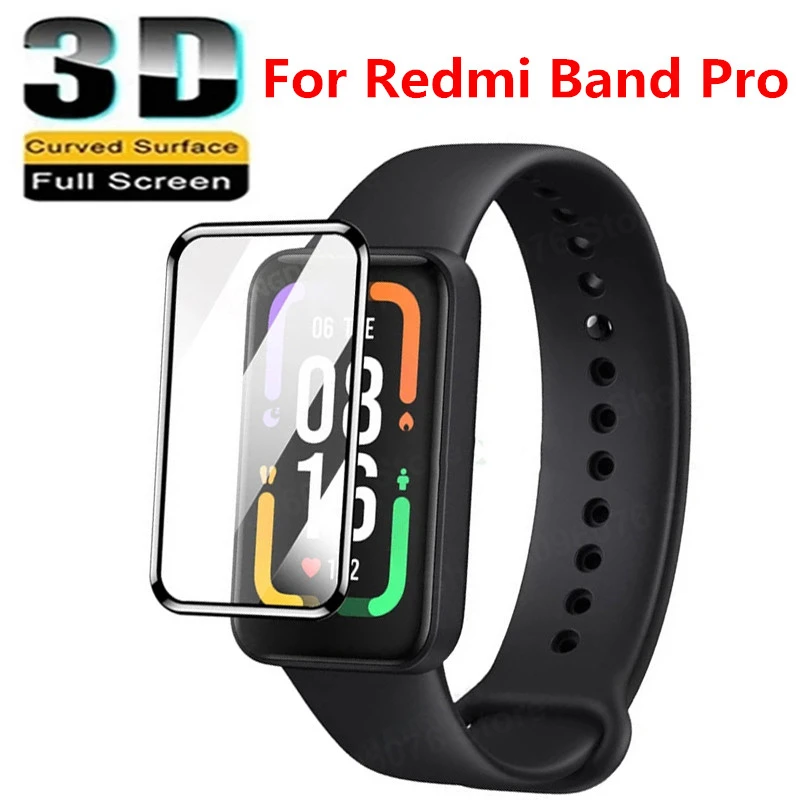 1/3PCS 3D Curved Tempered Glass For Redmi Smart Band Pro Full Cover Screen Protector Film For Redmi Band Pro Protective Glass