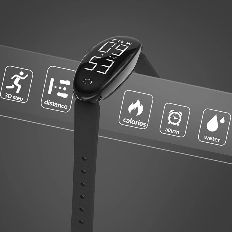 Зарядки для женщин цифровые спортивные часы люксовый бренд платье водонепроницаемый браслет светодиодный Светодиодный светодиодный - Цвет: Black