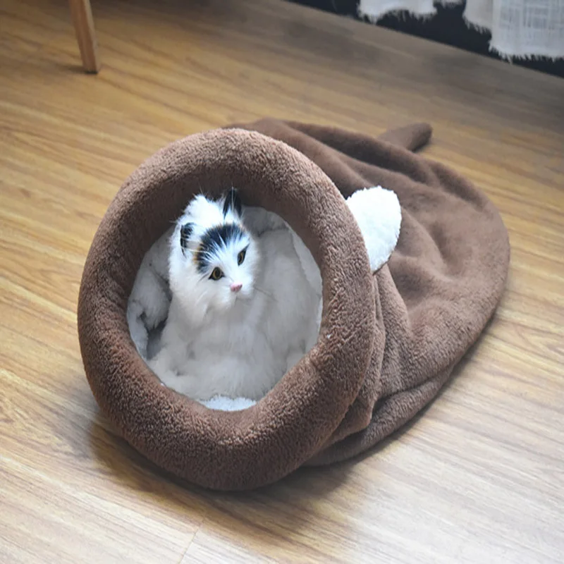 Спальный мешок для кошки, теплый Дорожный Коврик для кошки, покрывало для кровати, теплый коралловый флис, кровать для собаки, кошки, домик для собаки, милый мягкий коврик для кошки, подушка