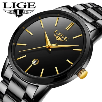 

2019 LIGE New Simple and stylish Business Watches Men Stainless Steel Waterproof Watch Date Quartz Watch Clock Relogio Masculino