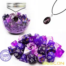Bescon набор костей для ролевых игр 35 шт., DND ролевая игра кости 5X7 шт. аметистами и изумруды набор