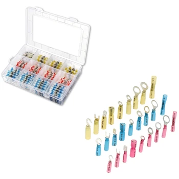 

270 Pcs Heat Shrink Wire Connector Kit & 300Pcs Solder Seal Wire Connectors Electrical Insulated Crimp Ring Butt Spade