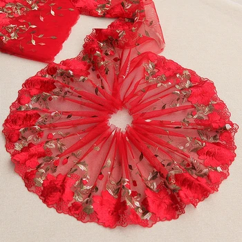 

New 2Yards/Lot High Quality Red Lace Trim Embroidery Lace Fabric Mesh Lace Ribbon Tulle Guipure Cord Lace Sewing DIY Doll Cloth