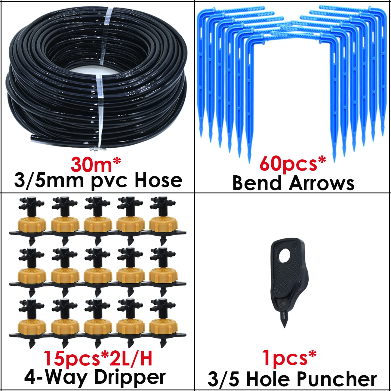 KESLA 5M-100M 2LPH Pressure Compensation Emitter Watering Kits for Agriculture Greenhouse Drop Drip Irrigation System w/ Puncher