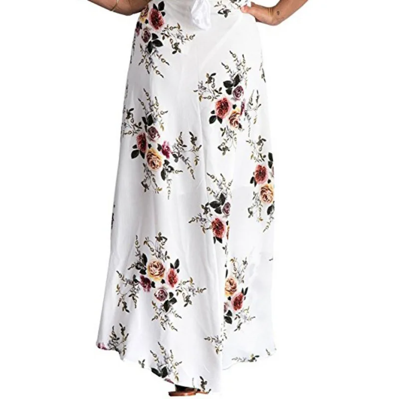 Летняя винтажная Цветочная печать с боковыми разрезами обтягивающая юбка макси женские Асимметричные Длинные юбки в стиле бохо NS