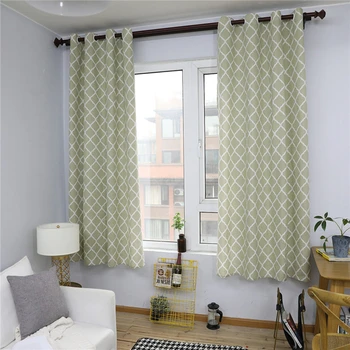 

Fantastic Curtain Window Treatments Green Cotton Linen Semi-shading Fabrics Pure Sparkle Glitter Cortinas For Shading Decor