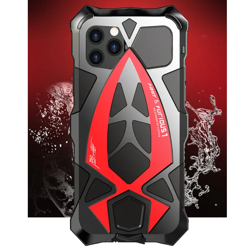 

Luphie Waterproof Shockproof Phone Case Gorilla Glass for iPhone 11 pro XR XS Max Sports car style Metal Phone Accessories Cover