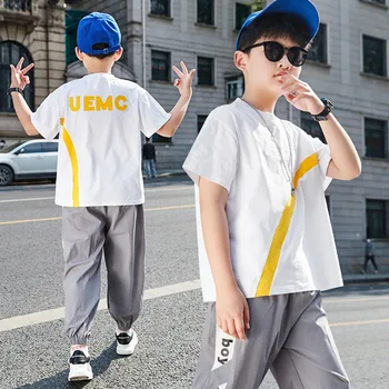 

Children's Wear Boys Summer Wear Big Boy Short Sleeve T-Shirt Set Big Boy Summer Thin Two Piece Set