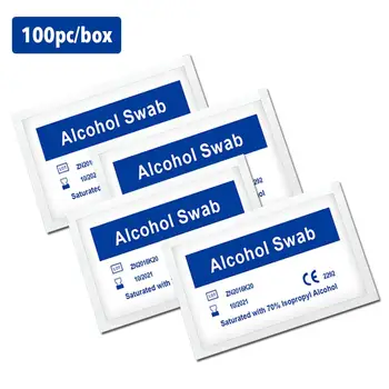 

100PCS Disposable Wipes Alcohol Prep Swap Pad Wet Wipe For Antiseptic Skin Cleaning Care Jewelry Mobile Phone Glasses