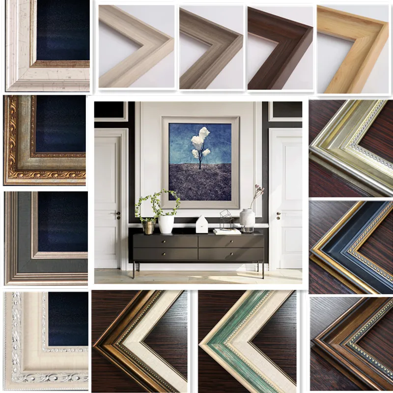 20 Style Wood Frame For Canvas Painting Picture Photo Creative Drawing Borad DIY Wall Frame Poster Mirror Decoration Gold Morden