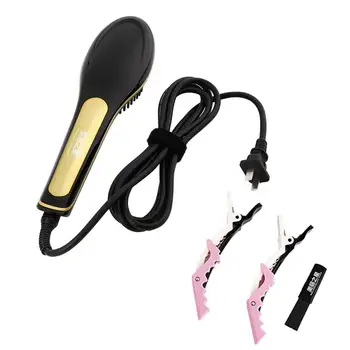 

High-temperature-resistance 2-in-1 Auto Electric Hair Straightener Comb LCD Iron Brush Auto Hair Massager Won't Hurt Your Hair