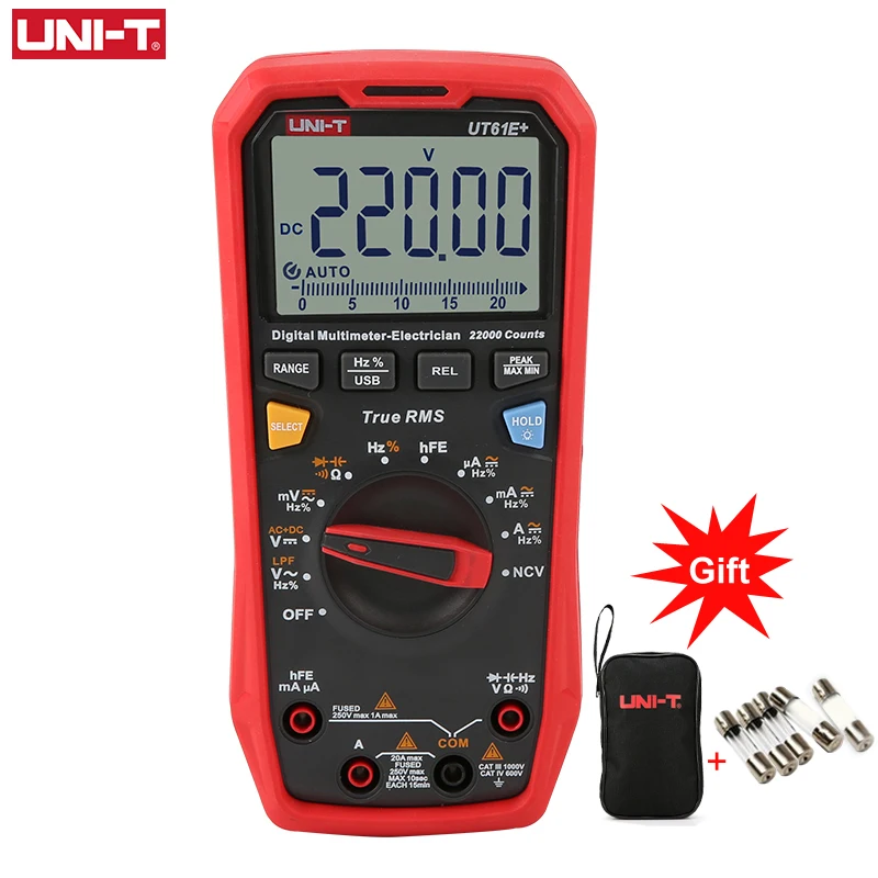 Профессиональный цифровой мультиметр UNI-T UT61B + UT61D UT61E DC AC 1000 В 60 МФ/220 МФ тестер