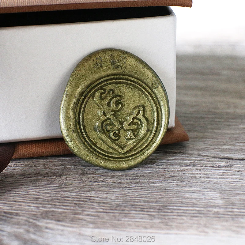 Custom initials with couple deer wedding wax stamp Wax Seal Stamp Kit personalised invitation seals gift | Дом и сад